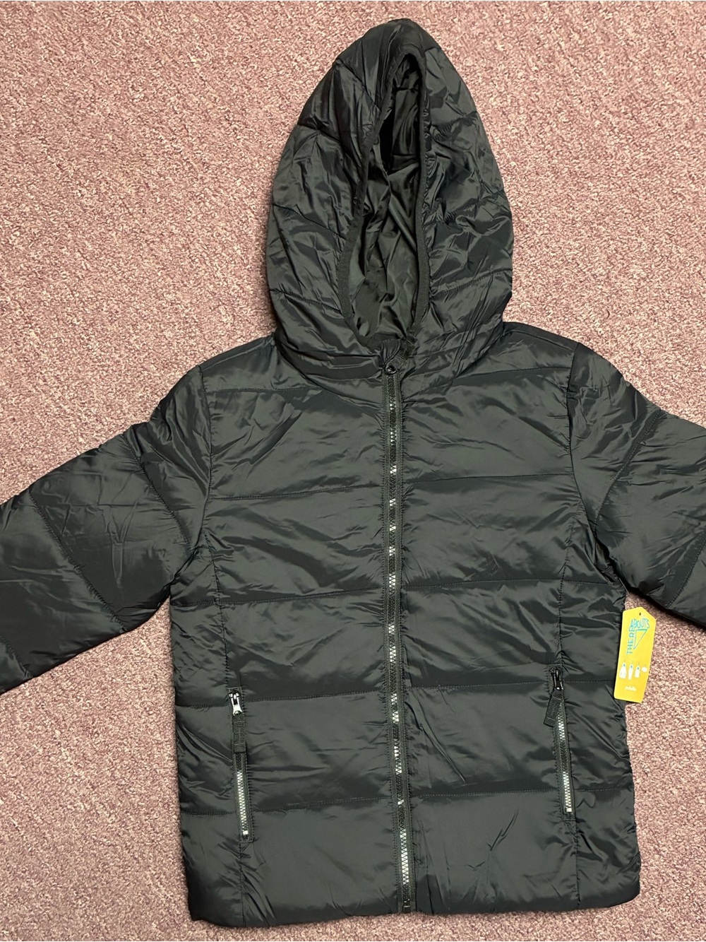Kids Black Hooded Puffer Jacket